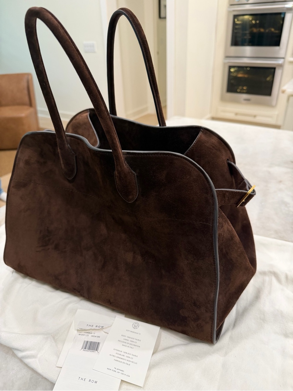 The Row Margaux (size 15) Suede Tote Mocha - Picture 7 of 16